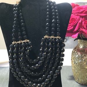 Black layered statement necklace